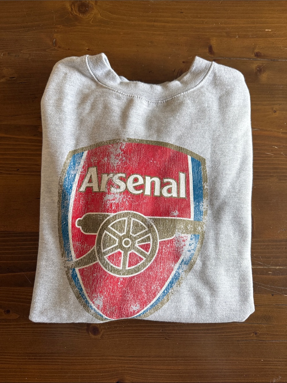 Arsenal Grey Crewneck Sweatshirt with Red Shield Logo